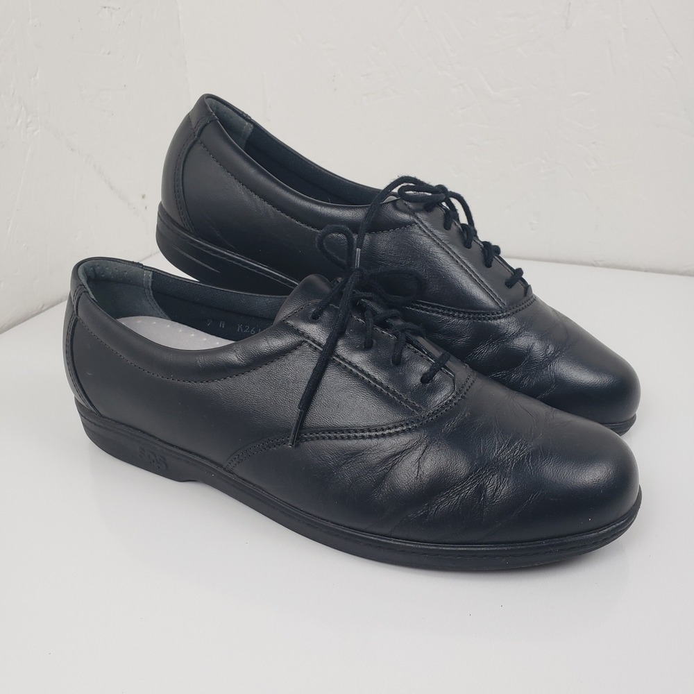 SAS Whisper Tripad Comfort Women's 9 N Black Leather Lace Up Oxford Shoes